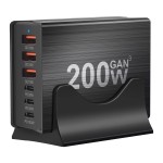 SZYBKA ŁADOWARKA GaN 200W PD, 3x USB-C, 3x QC 3.0 DO LAPTOPA IPHONE 100W MAC