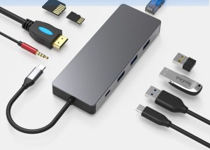 Adapter 9w1 HUB USB-C 3.1 HDMI 4K USB RJ45 SD JACK