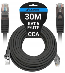 Patchcord Lanberg F/UTP 6 RJ45 / RJ45 30 m czarny certyfikat Fluke Passed