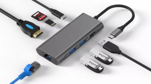 Adapter 8w1 HUB USB-C 3.1 HDMI RJ45 4K USB RJ45 SD